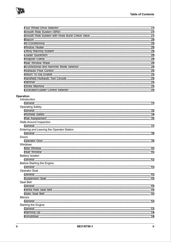 JCB 3CX 4CX Backhoe Loader Operator & Service Manual PDF