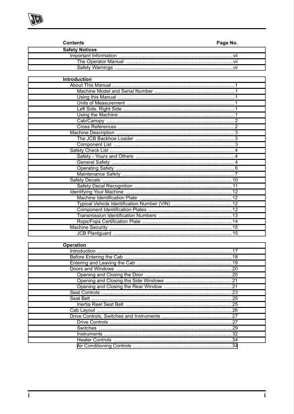 JCB 3C Operator Manual PDF Download