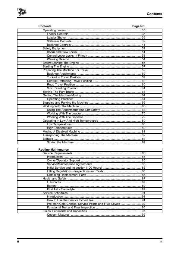 JCB 3C Service & Operator Manual PDF