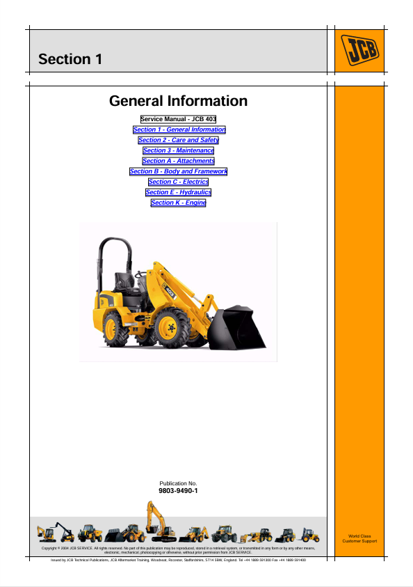 JCB 403 Repair and Maintenance Manual PDF