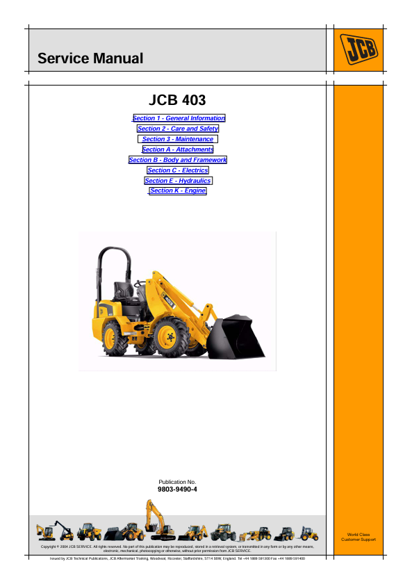 JCB 403 Service Manual PDF Download