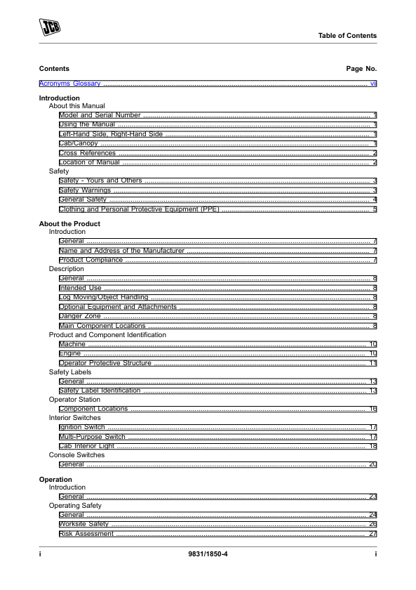 JCB 411HT, 413S & 417HT Loader Manual PDF