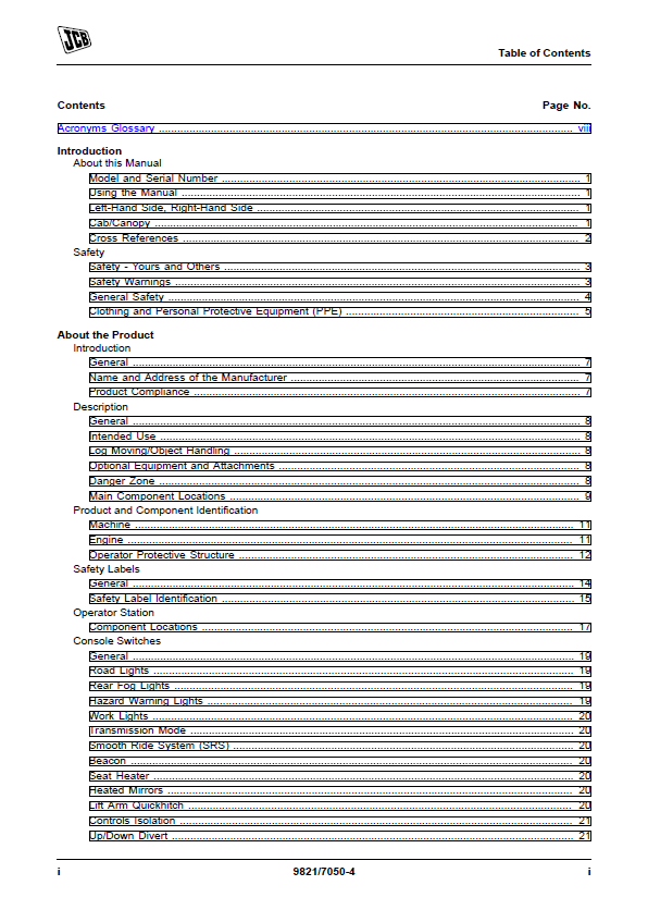 JCB 411HT 413S 417HT Operation and Maintenance Manual
