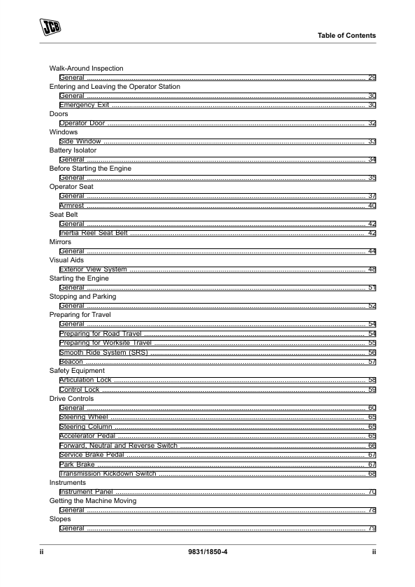 JCB 411HT 413S 417HT Wheel Loader Operator Manual PDF