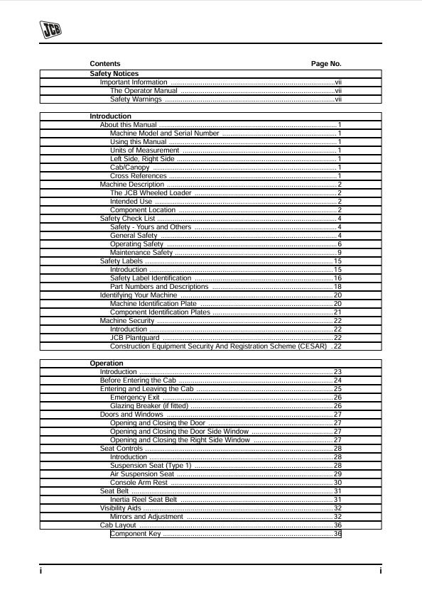 JCB 411 412S 414S 416 416S Tier 3 Operator & Maintenance Manual