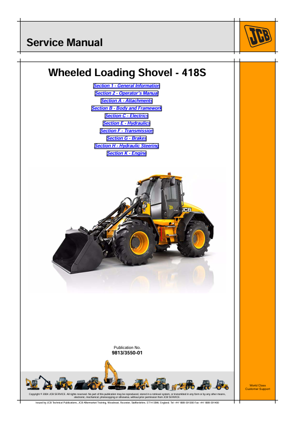 JCB 418S Wheeled Loading Shovel Service Manual PDF