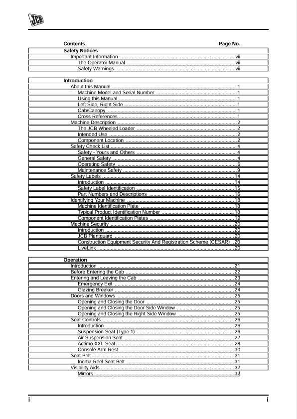 JCB 427 435S 437 Tier 4 Wheel Loader Operator Manual PDF
