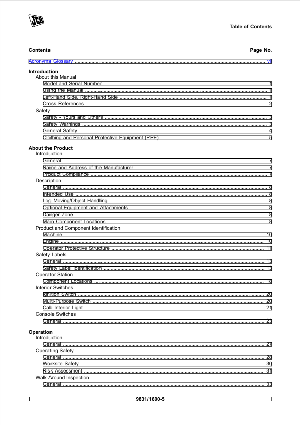 JCB 427, 435S, 437 Wheel Loader Operator Manual PDF