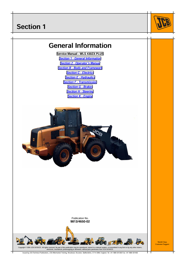JCB 430ZX Plus Wheel Loader Repair Manual PDF