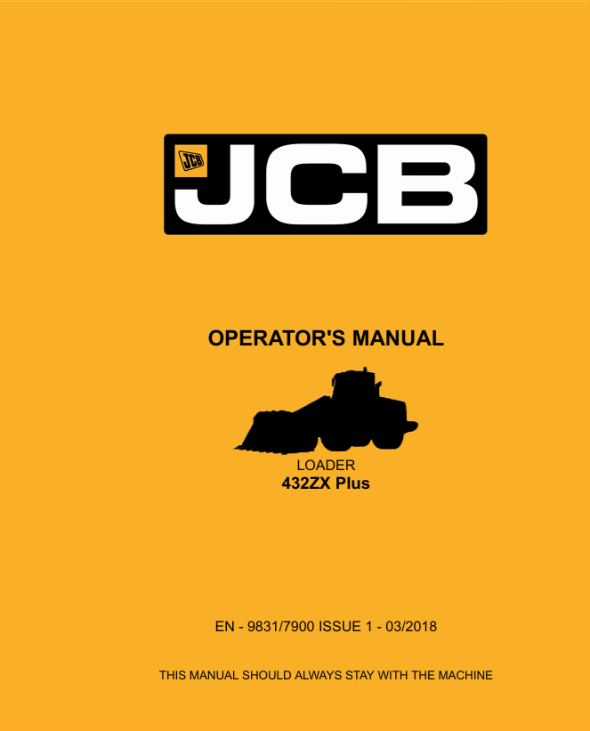 JCB 432ZX Plus Loader Operator Manual PDF