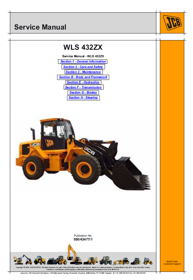 JCB 432ZX Wheel Loader Service & Repair Manual PDF