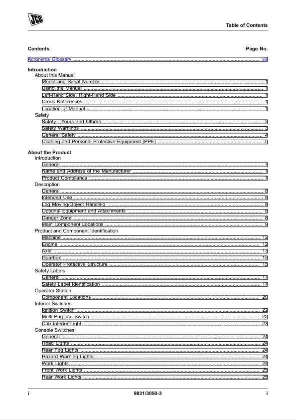 JCB 4CX Backhoe Loader Pilingmaster Operator Manual PDF