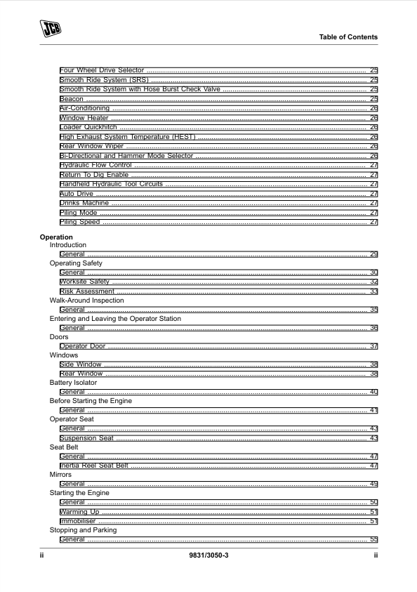 JCB 4CX Pilingmaster Backhoe Loader Manual PDF