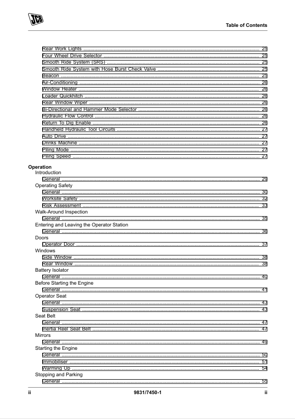 JCB 4CX Pilingmaster Operator & Maintenance Manual PDF