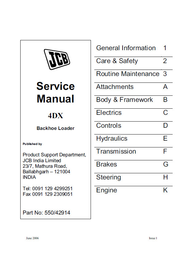 JCB 4DX Backhoe Loader Service Manual PDF Download
