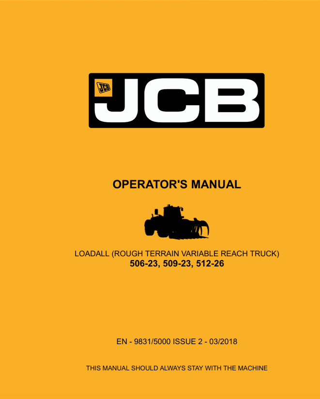 JCB 506-23 509-23 512-26 Loadall Operator Manual PDF