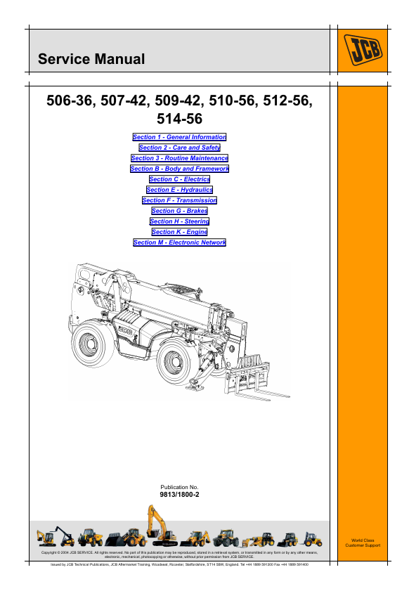 JCB 506-36, 507-42, 509-42 Service Manual PDF Download