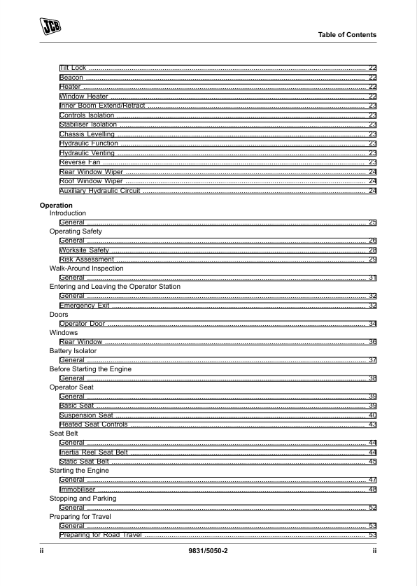 JCB 508-66, 509-45, 510-44 & 510-55 Loadall Manual PDF