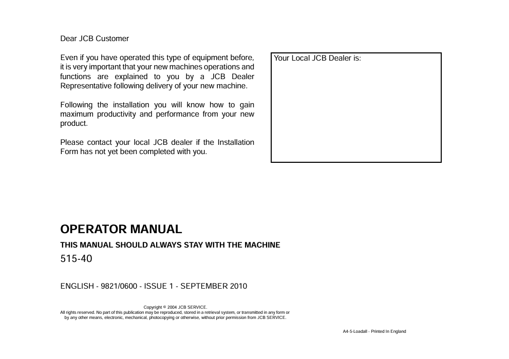 JCB 515-40 Operator Manual PDF
