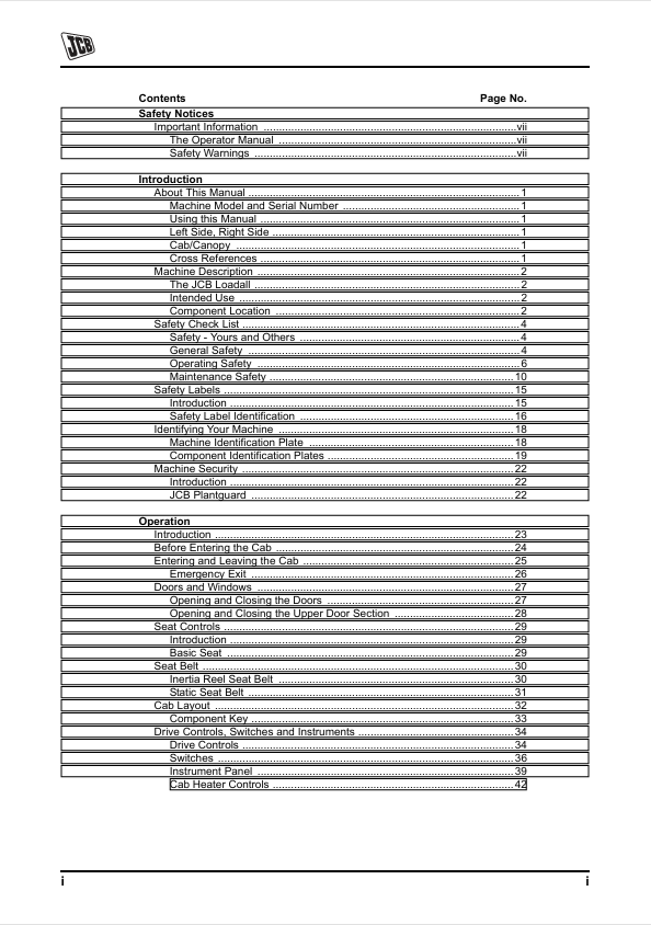 JCB 520-40 Loadall Operator Manual PDF