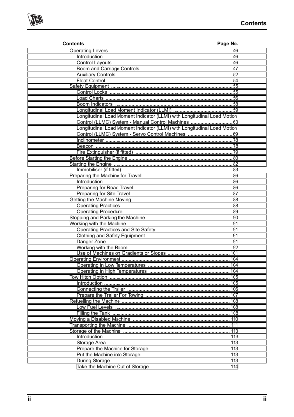 JCB 524-50, 527-55 Loadall Operator Manual 