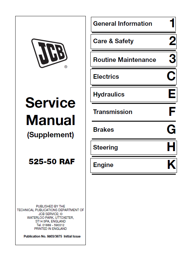 JCB 525-50 RAF (Supplement) Service & Repair Manual 