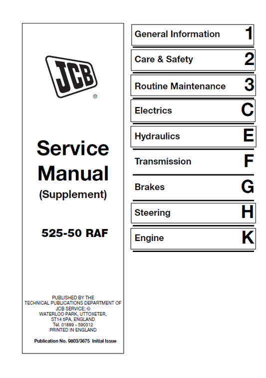JCB 525-50 RAF (Supplement) Service & Repair Manual 