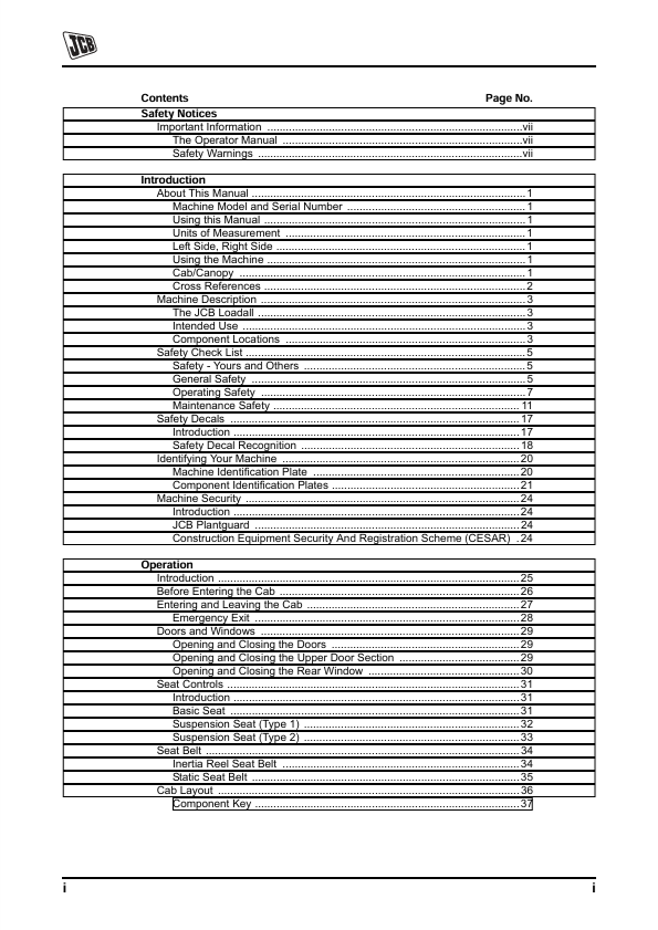 JCB 526-56 Loadall Operator Manual PDF Download