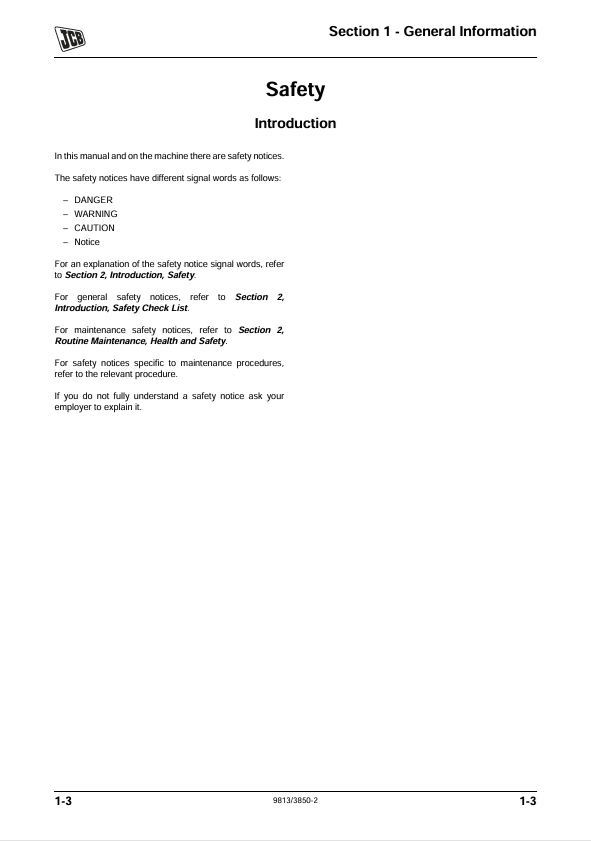 JCB 530-70 & 530-110 Maintenance and Technical Service Manual