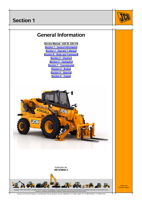 JCB 530-70 and 530-110 Loadall Repair Manual PDF