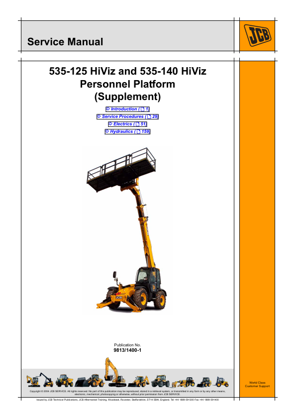JCB 535-125 535-140 HiViz Personnel Platform Service Manual PDF