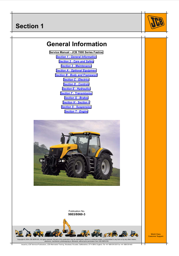 JCB 7000 Series Fastrac Repair & Workshop Manual PDF
