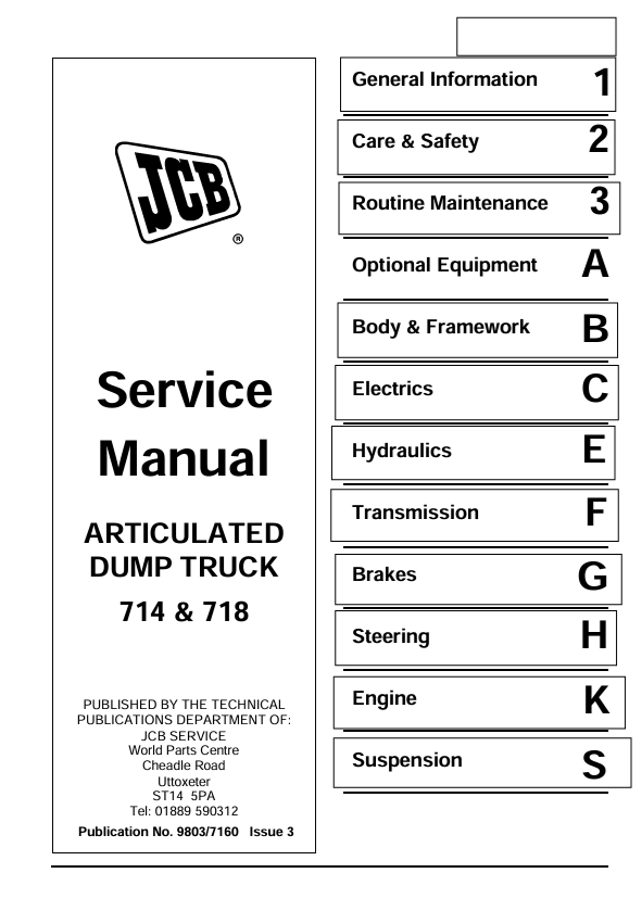 JCB 714 & 718 Articulated Dump Truck Service Manual PDF