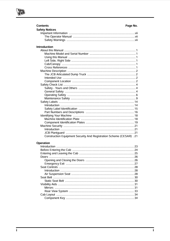 JCB 714 718 Tier 3 Articulated Dump Truck Operator Manual PDF