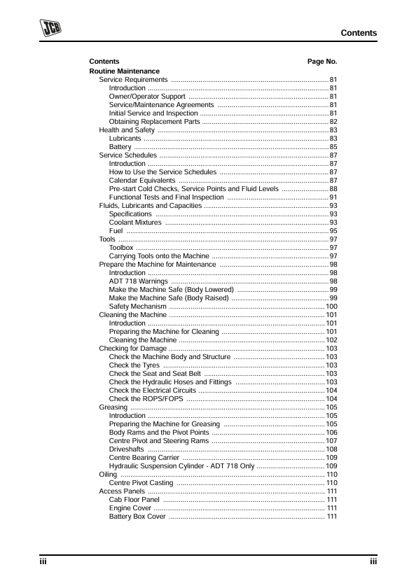 JCB 714 718 Tier 3 Dump Truck Operator Manual PDF Download
