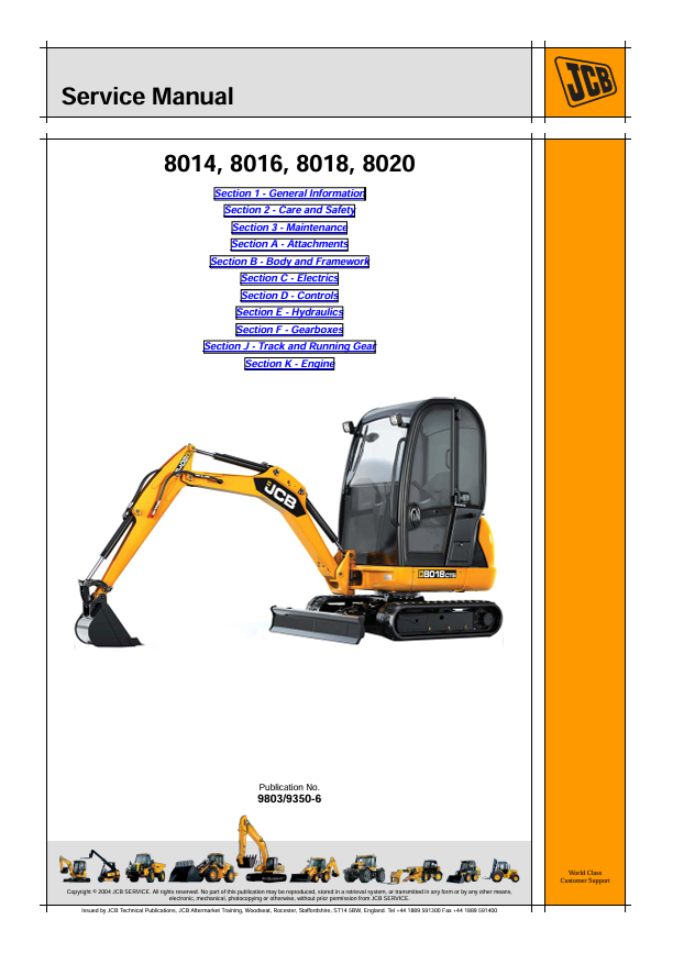 JCB 8014 8016 8018 8020 Service Manual PDF Download