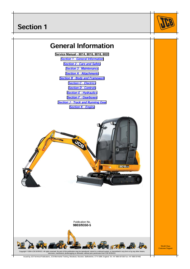 JCB 8014–8020 Mini Excavator Repair Manual PDF