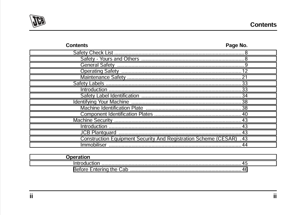 JCB 8018 CTS Operator & Maintenance Manual PDF