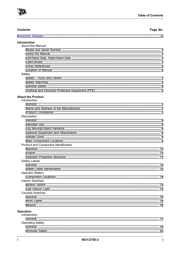 JCB 8026 CTS 30PLUS Compact Excavator Service Operator Manual PDF