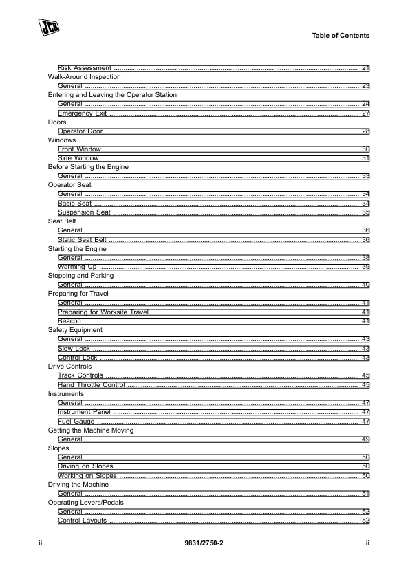 JCB 8026 CTS 30PLUS Excavator Operator Manual PDF & Guide