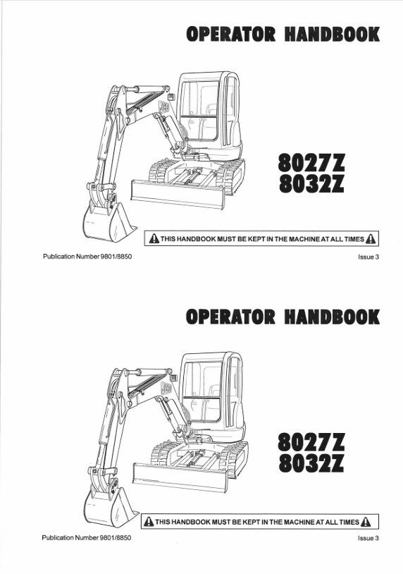 JCB 8027Z, 8032Z Operator Handbook Manual PDF