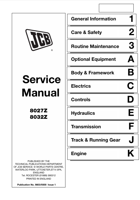 JCB 8027Z, 8032Z Service Manual PDF Download
