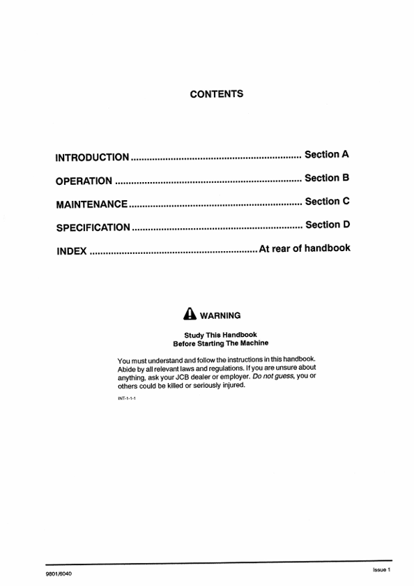 JCB 803 Operating & Maintenance Handbook Manual PDF