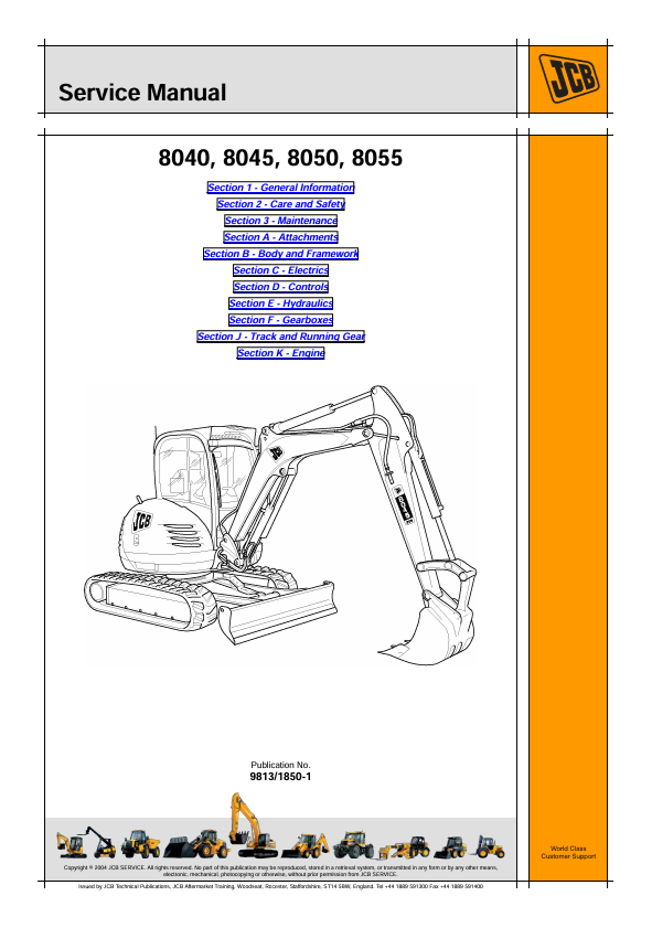 JCB 8040, 8045, 8050, 8055 Service Manual PDF Download