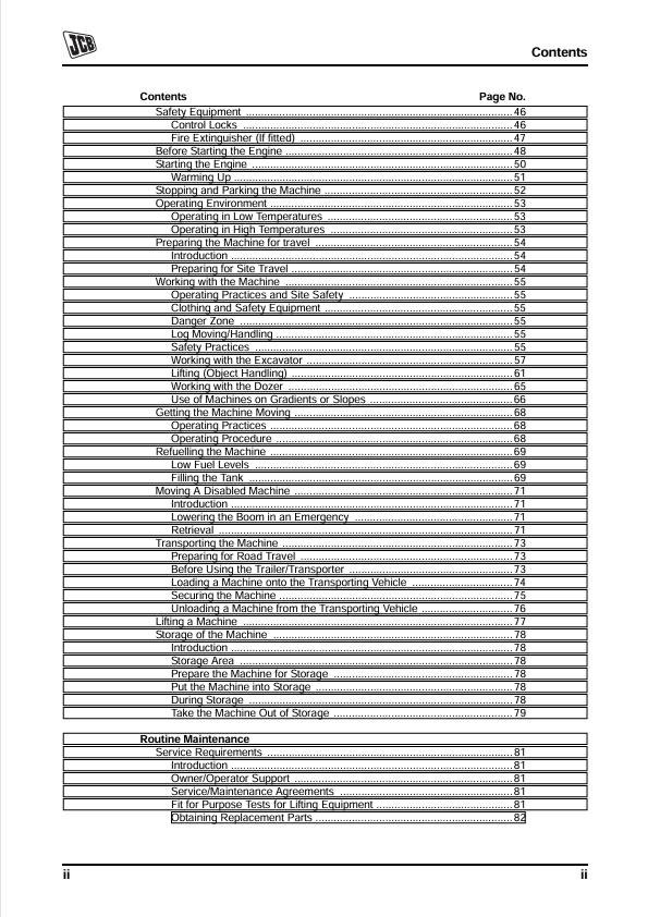 JCB 8061 CTS Operator & Maintenance Manual PDF