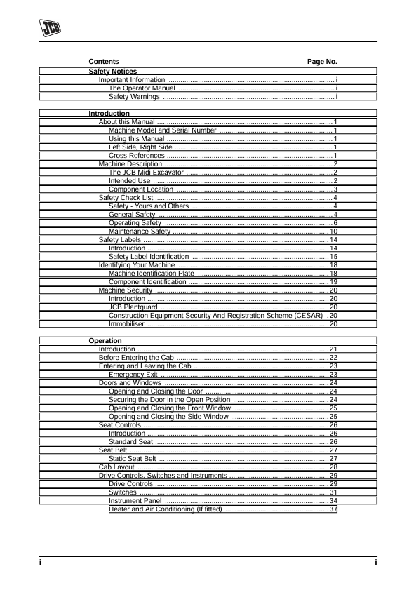 JCB 8065 RTS Operator Manual PDF