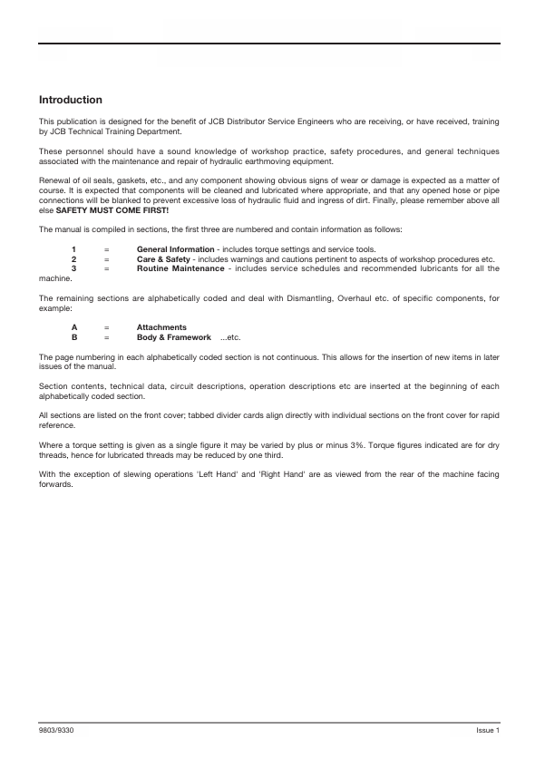 JCB 8080 Excavator Repair Manual PDF