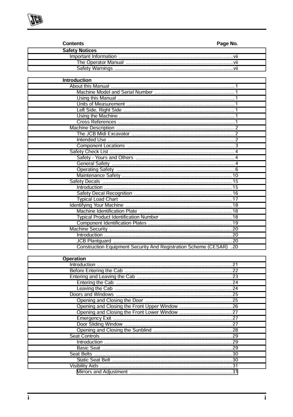 JCB 8080 Operation & Maintenance Manual PDF