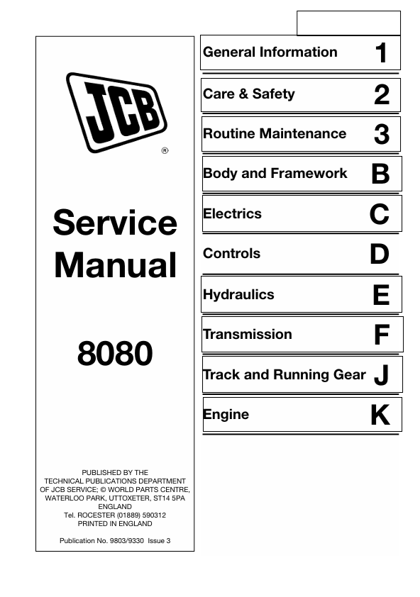 JCB 8080 Service Manual PDF Download