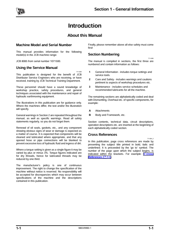 JCB 8085 Workshop Manual PDF – Technical Repair Guide